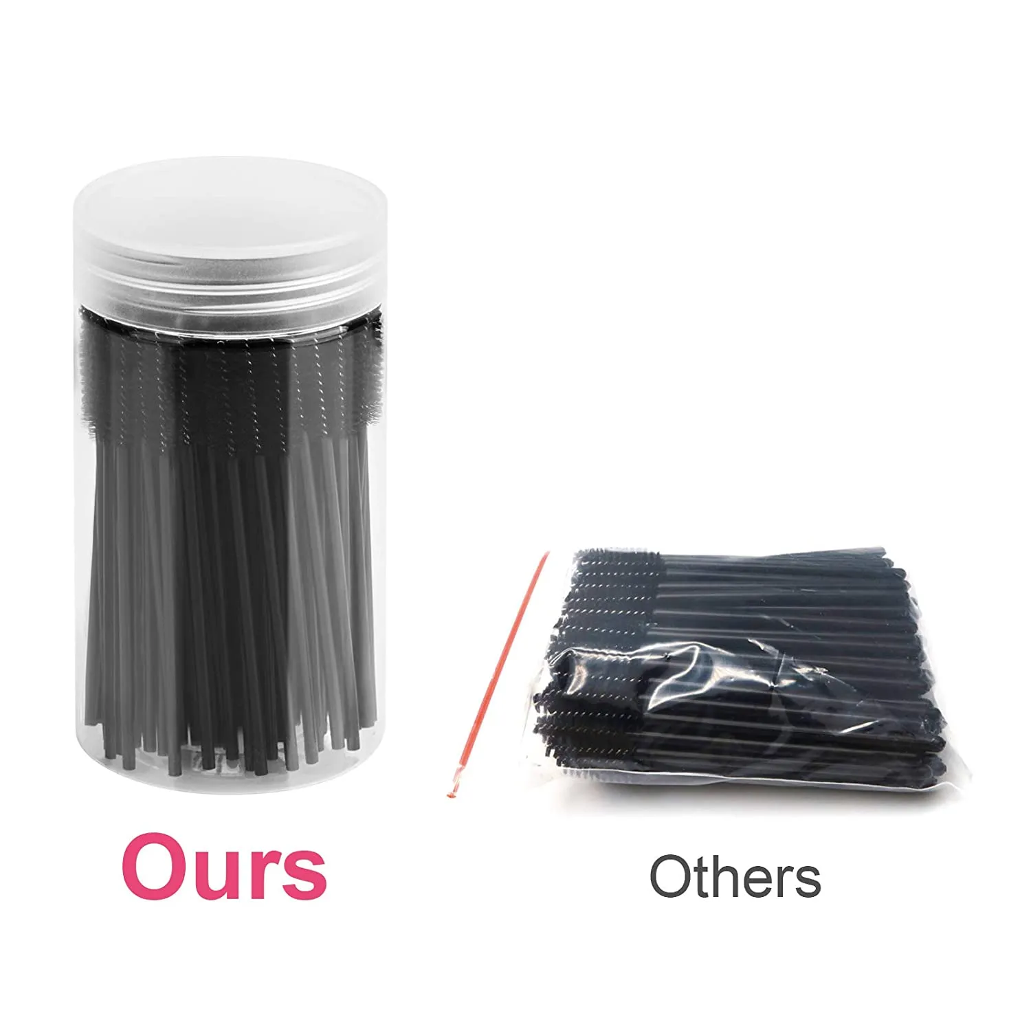 Cuttte 100pcs Disposable Mascara Brushes Wands with Container, Eyelash Brush Spoolie Brushes for Eyelash Extensions and Mascara Use